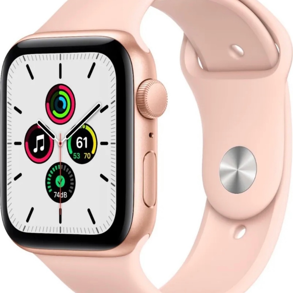 Apple Watch SE 44mm Gold Aluminum Case with Pink Sand Sport Band - Regular (GPS)